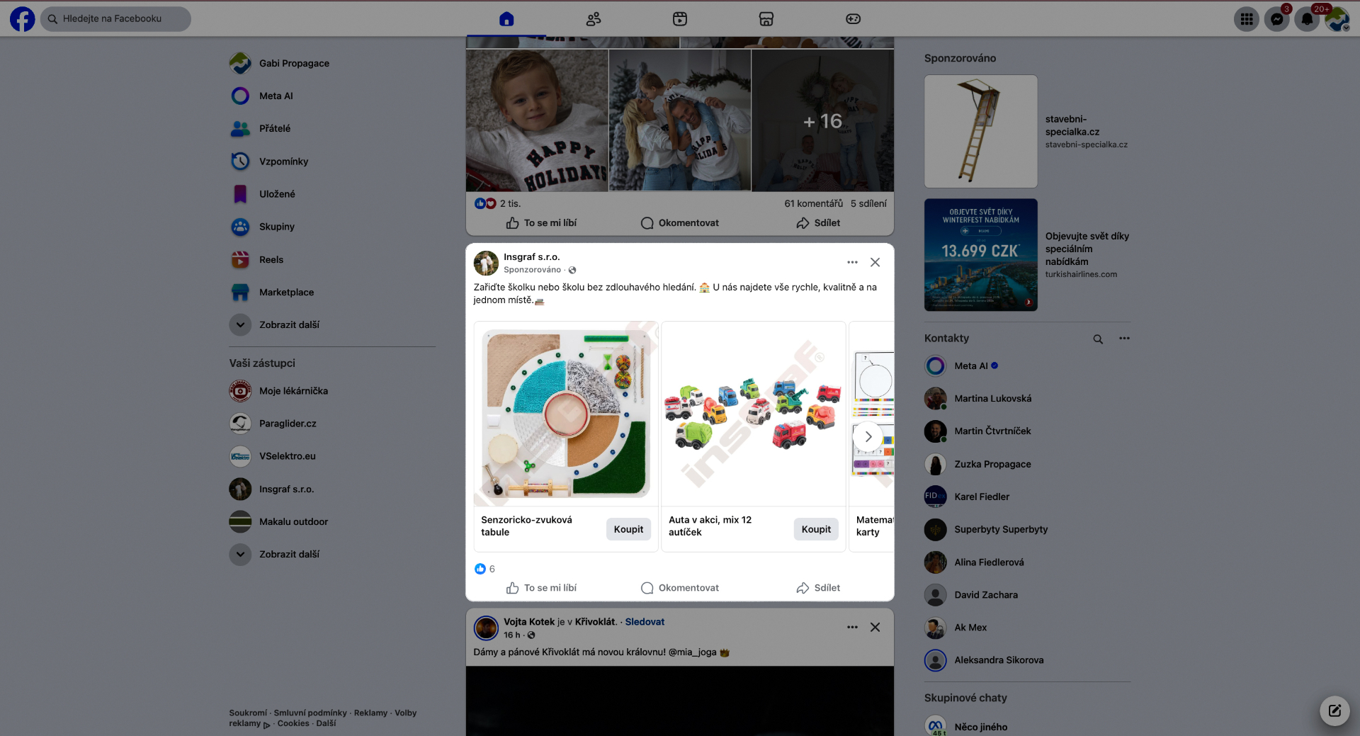 Ukázka placeného příspěvku na Facebooku